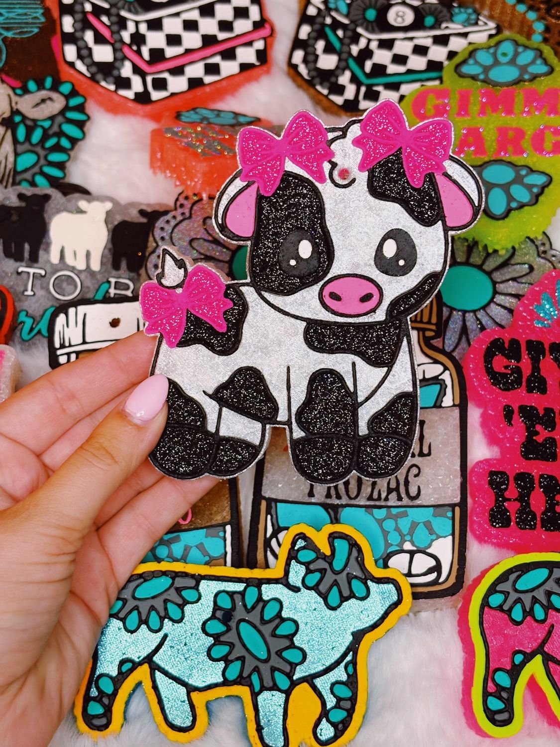 Cow with bows