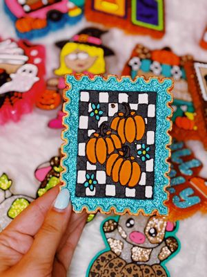Checkered pumpkins stamp