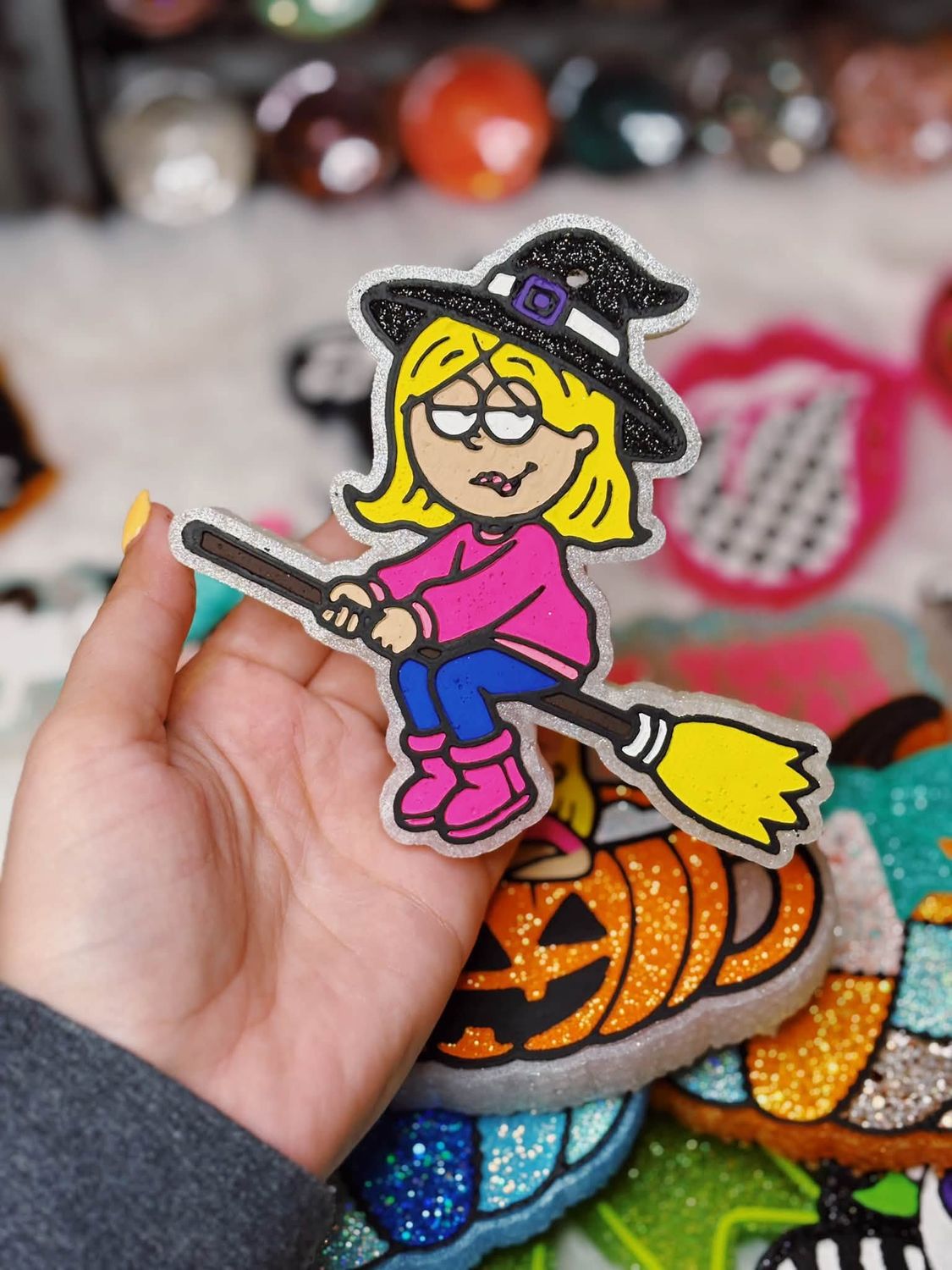 Halloween Lizzie Witch Broom