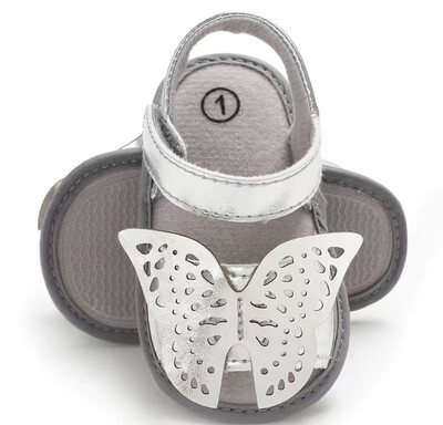 Baby Girls Open Toe Buttler Fly Silver Sandals