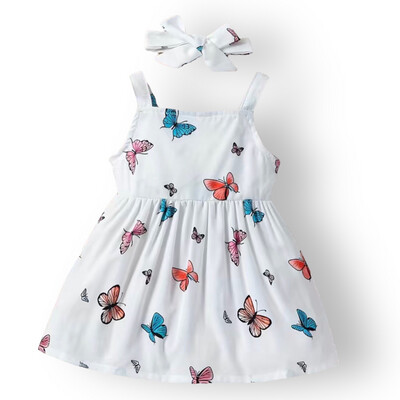 Baby And Toddler Girls White Butterfly Bow Dress