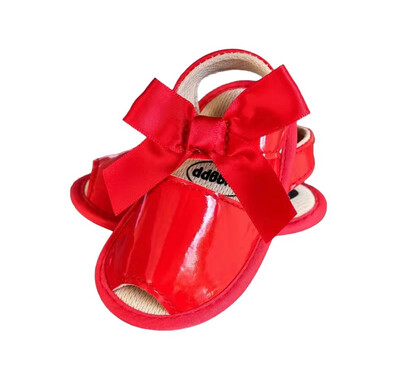 Baby Girls Red Ribbon Tie Open Toe Sandals