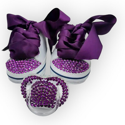 Baby Girls Bling Ribbon Lace Sneakers