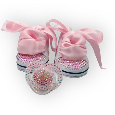 Baby Girls Bling Ribbon Lace Sneakers