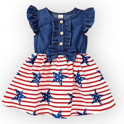 Baby Girls Denim July Fourth Dress