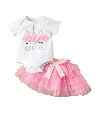 Baby Girls Pink White Unicorn Tutu Dress