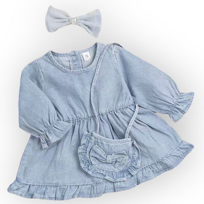 Baby Girls All Denim Dress 3 Piece Set