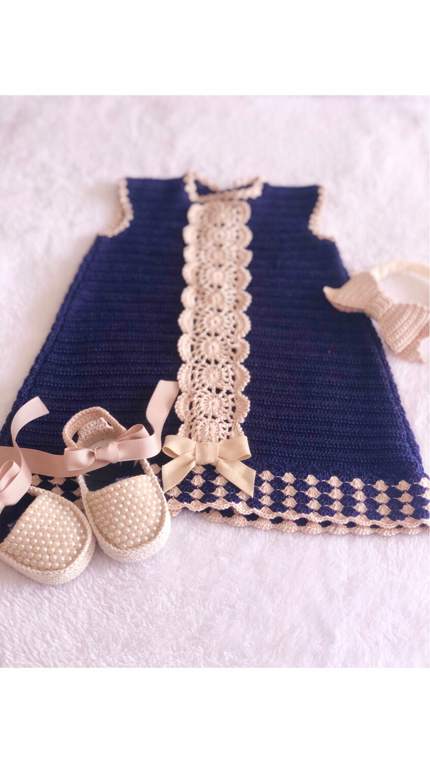 Crochet baby dress set