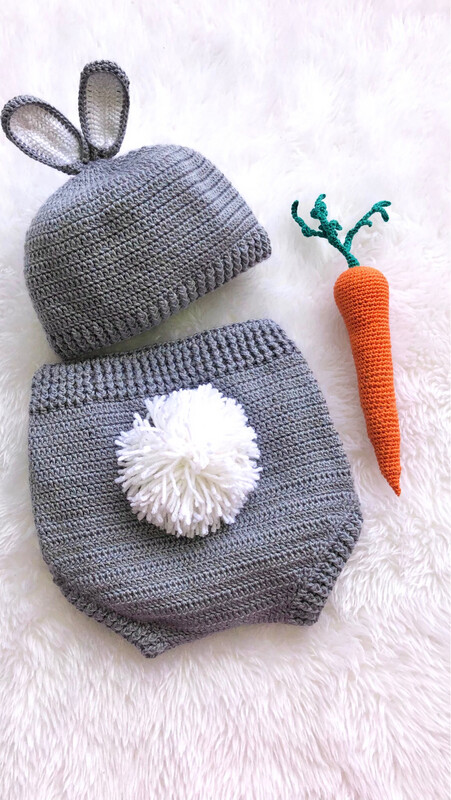 Bunny baby set , disfraz de conejito tejido