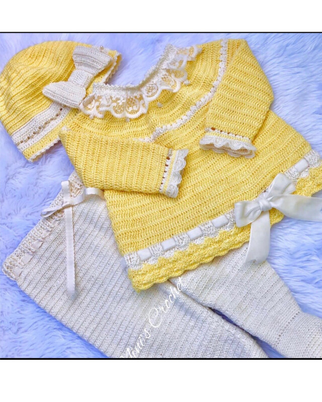 Ajuar Valentina, ajuar tejido , primera puesta tejida , new born baby girl set.