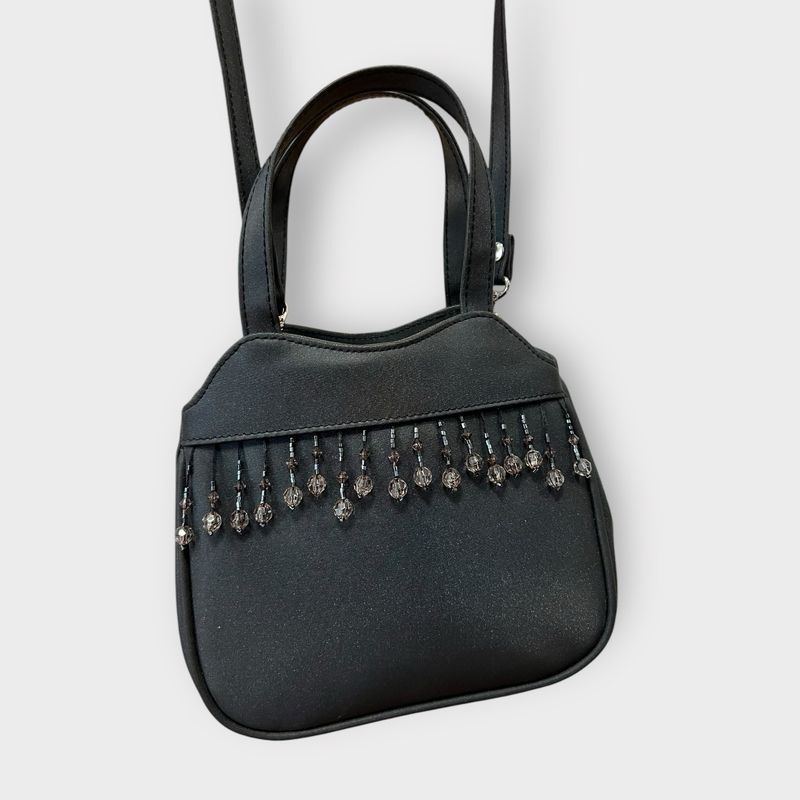 90s Gunmetal Beaded Bag