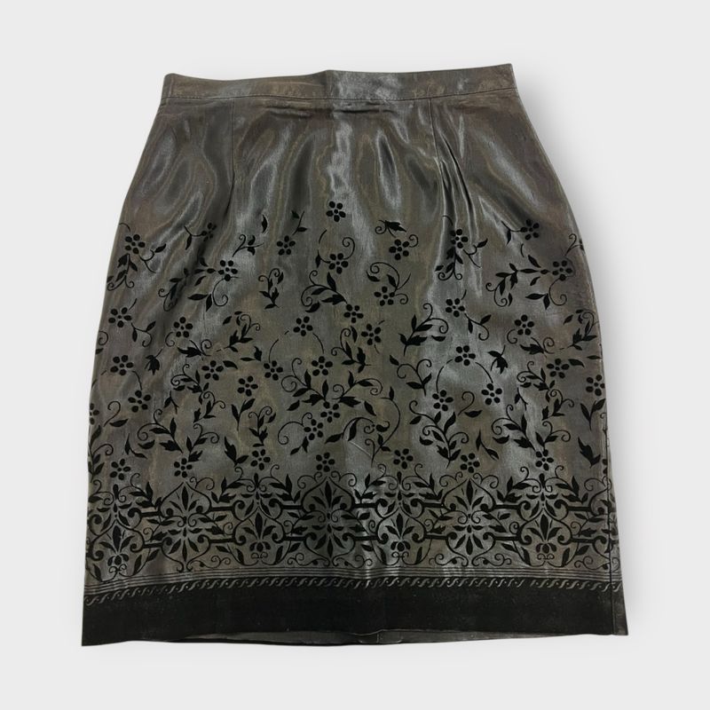 90s Black Satin Velvet Mini Skirt