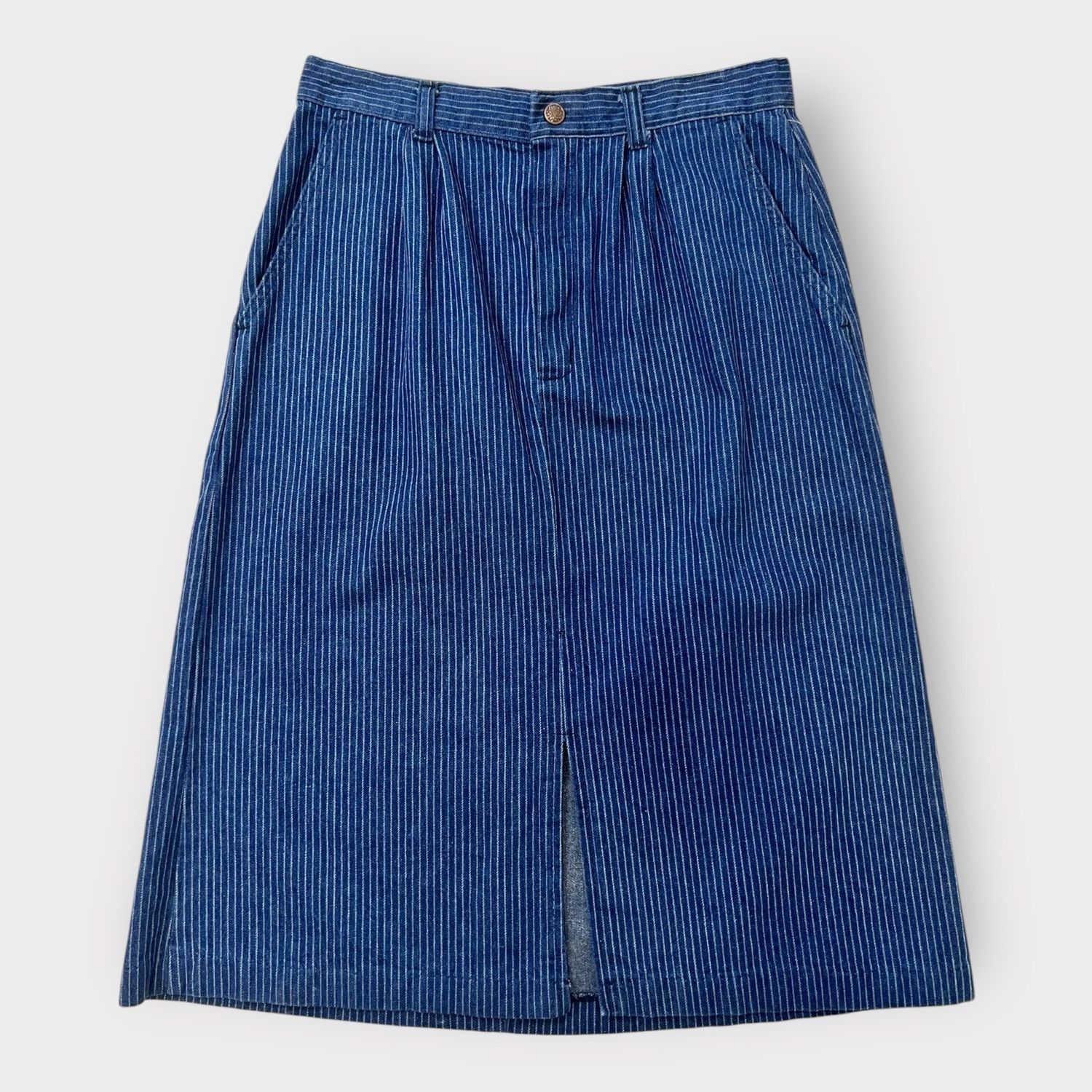 70s Pinstripe Denim Skirt