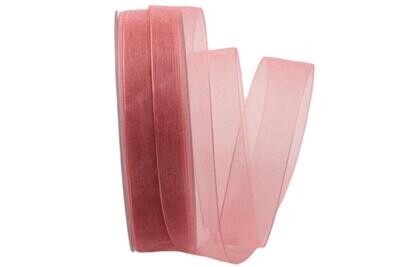 Organza Band 25mm altrosa mit Draht