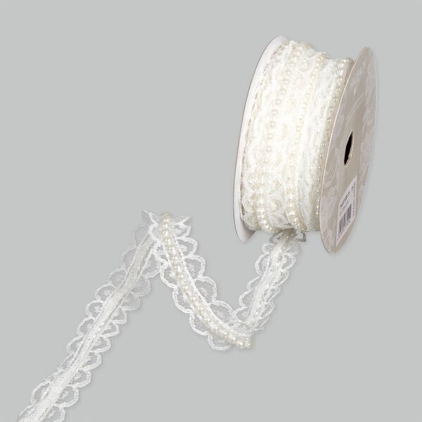 Spitzenband mit Perlen 20mm