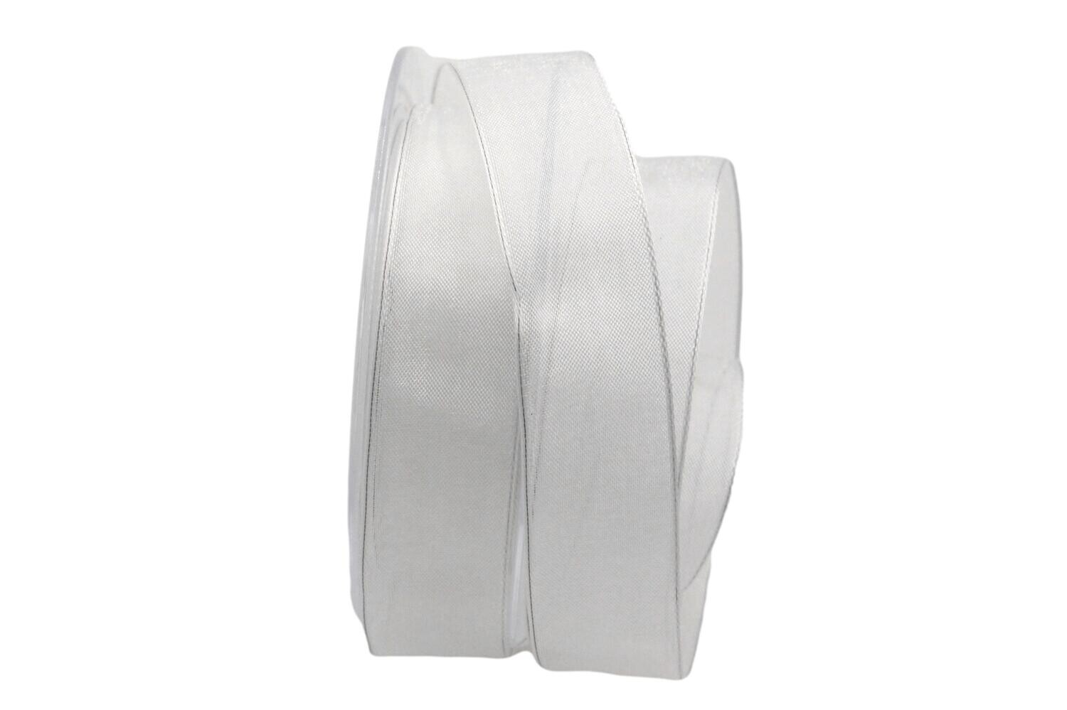 Organza Band 25mm weiß mit Draht