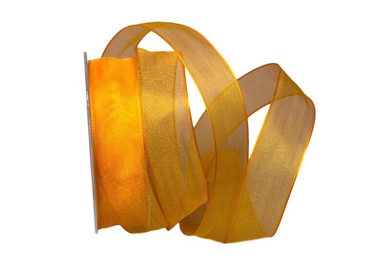 Organza Band 25mm hellorange mit Draht
