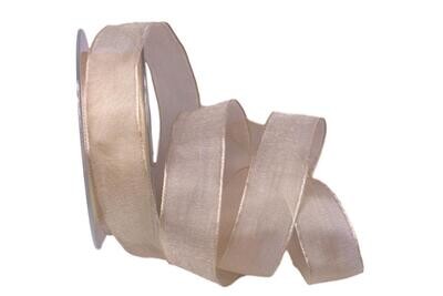 Organza Band 25mm creme ohne Draht