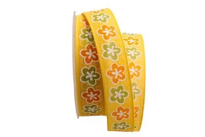 Blumenband 25 mm gelb ohne Draht