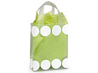 WHITE HIP DOTS PLASTIC GIFT BAGS CUB 8X4X10&quot;