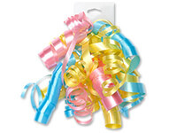 Pastel Yellow Pink &amp; Blue Self Adhesive Curly Gift Bows