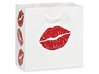 Red Lips on White Gift Bags Jewel 6.5x3.5x6.5&quot;