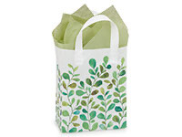 Watercolor Greenery Plastic Gift Bags Cub 8x4x10&quot;