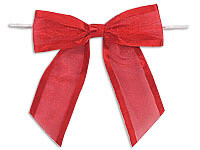 4-1/2&quot; Red Satin Edge Sheer Organza Pre-Tied Gift Bows