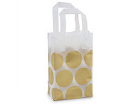 Metallic Gold Hip Dots Plastic Gift Bags 5.25X3.25X8.5&quot;