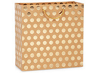 Gold Polka Dots on Kraft Gift Bags Filly 12x5x12&quot;