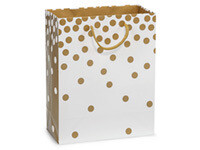 Gold Dots Gloss Gift Bags Cub 8x4x10&quot;