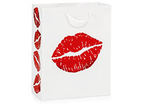 Red Lips on White Gift Bags Cub 8x4x10&quot;