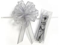 4&quot; Silver Satin Edge Sheer Organza Pull Bow