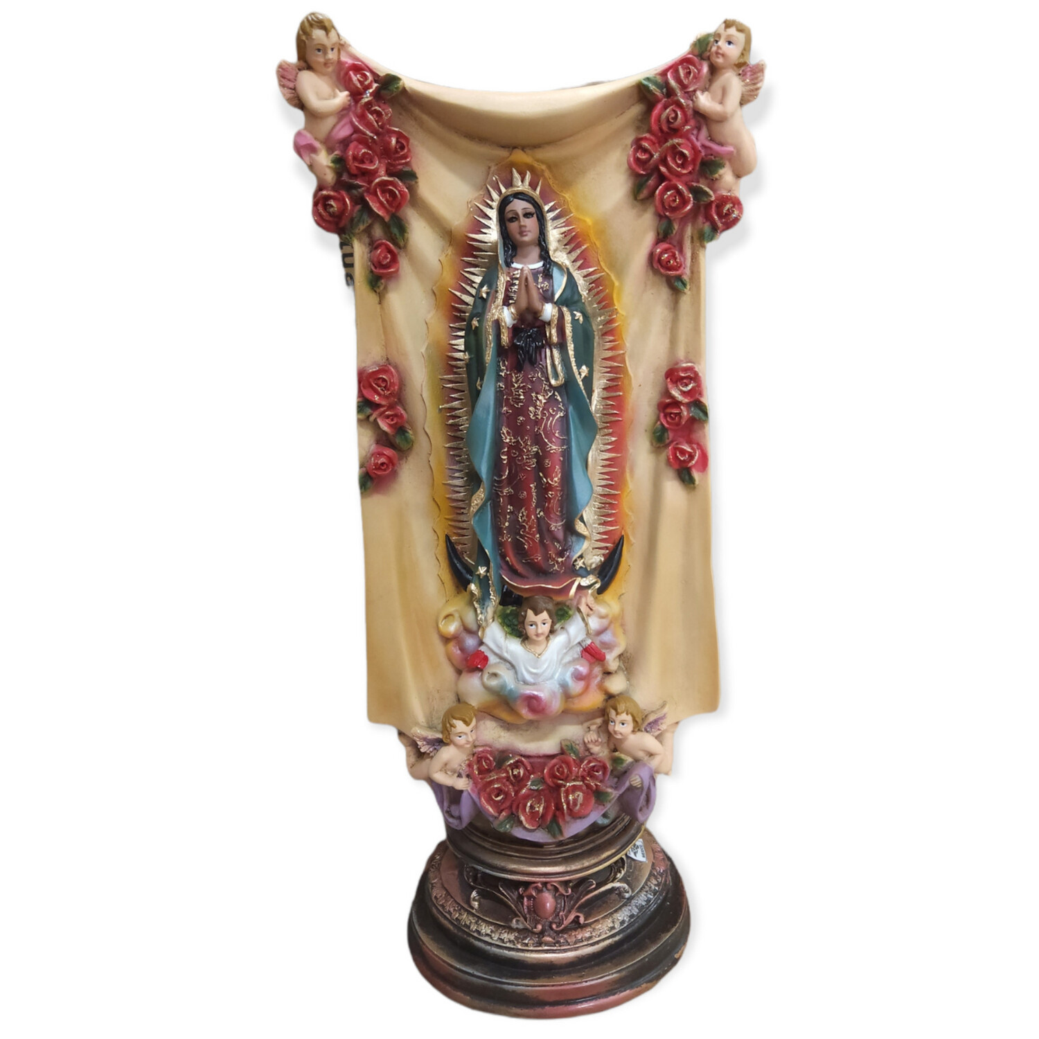 VIRGEN DE GUADALUPE PERGAMINO 16&quot; RESINA
