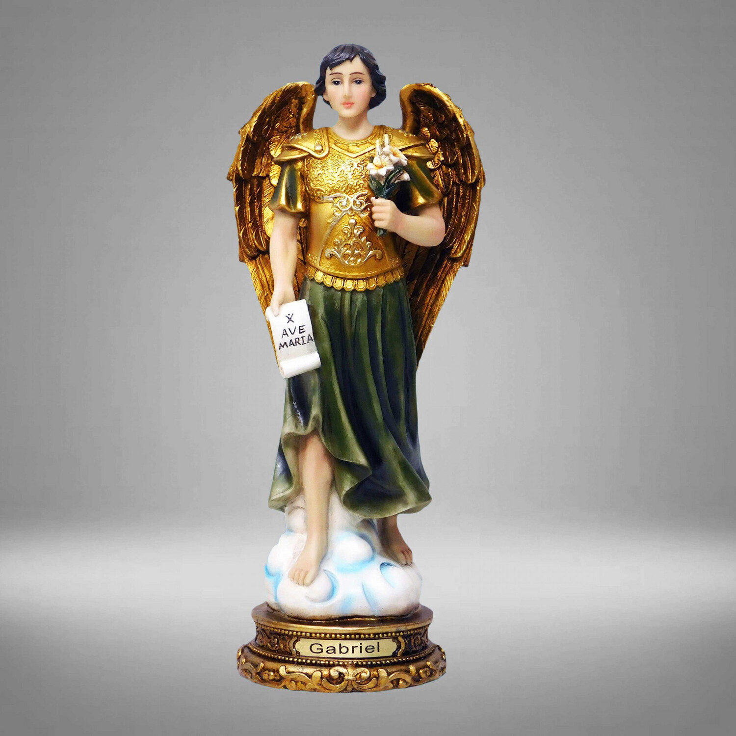 SAN GABRIEL ARCANGEL DORADO RESINA 12&quot;