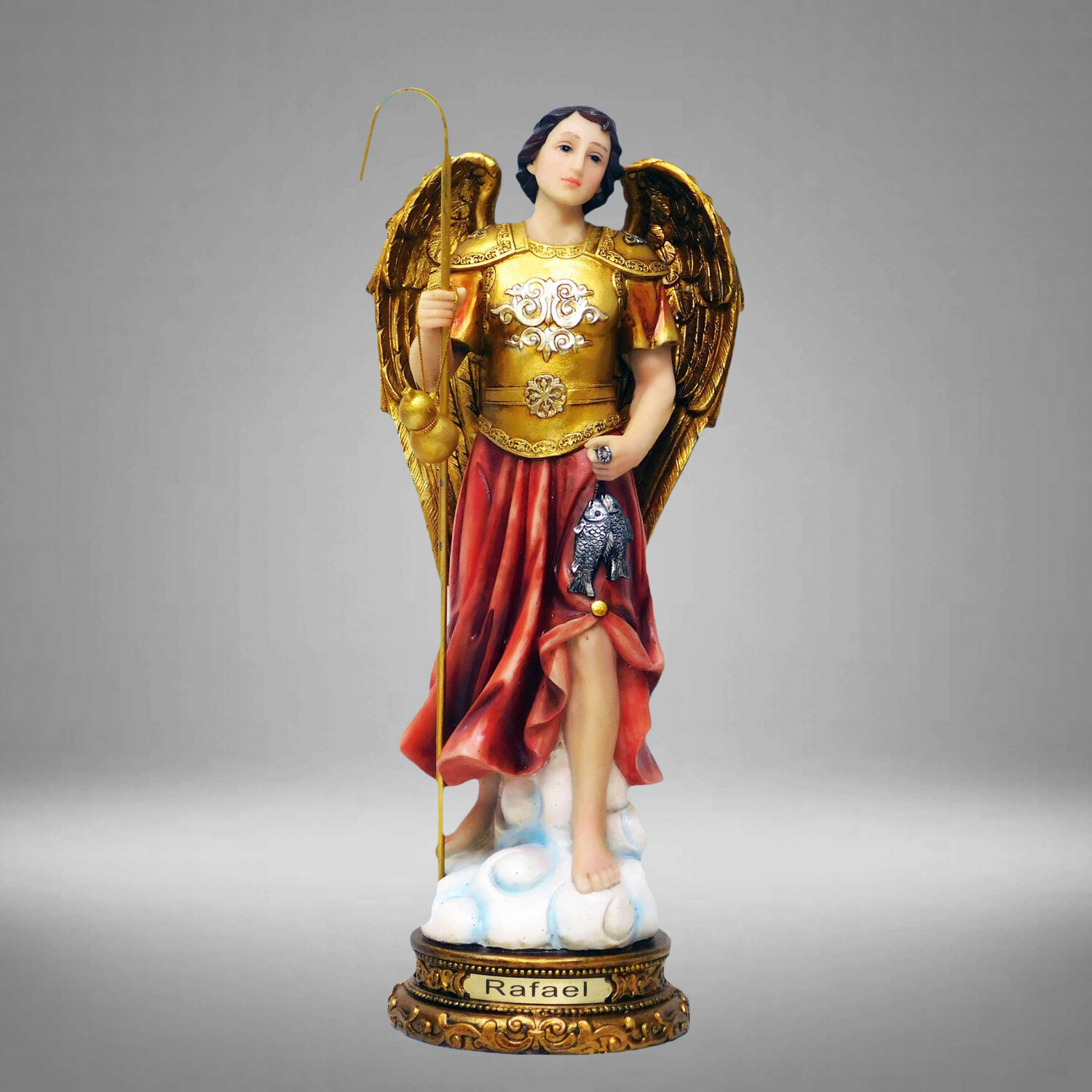 SAN RAFAEL ARCANGEL DORADO RESINA 12&quot;
