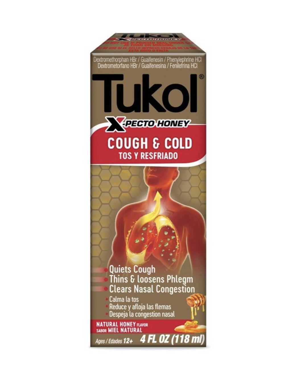 TUKOL XPECTO HONEY COUGH &amp; COLD 4 FL OZ 