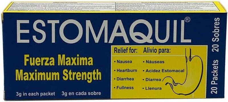 ESTOMAQUIL, Maximum Strength Powder, Help You Relief Nausea Heartburn, Stomach Inflammation, 20 Count (Pack of 1)