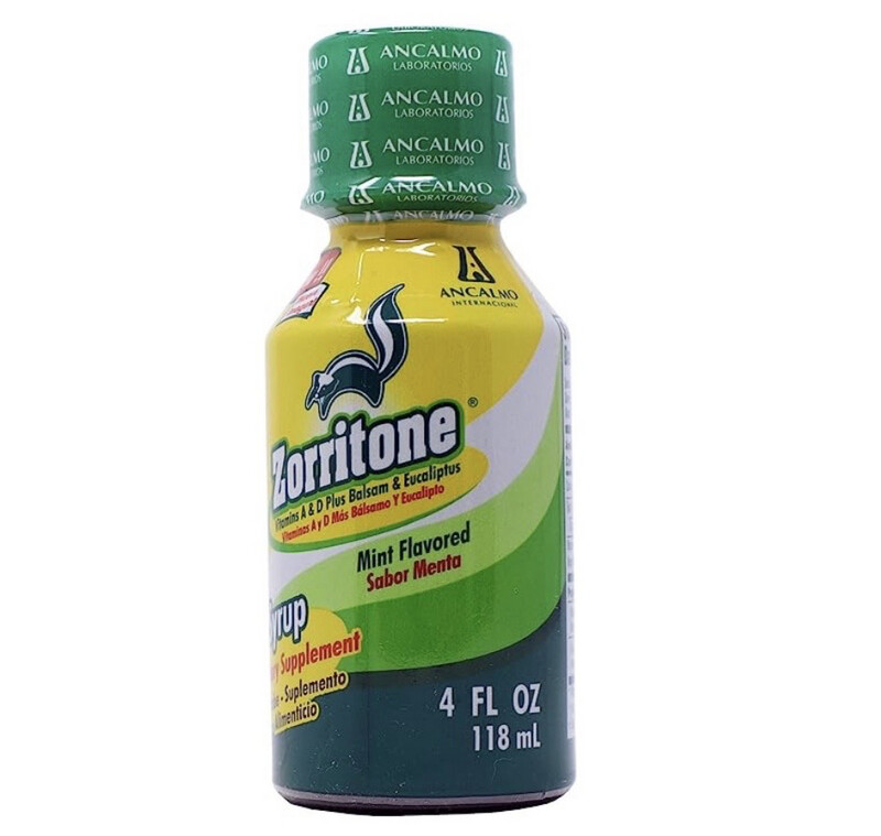 Zorritone Vitamins A And D3 Plus Menthol, Balsam, And Eucalyptus Syrup 4 Oz 118ml  