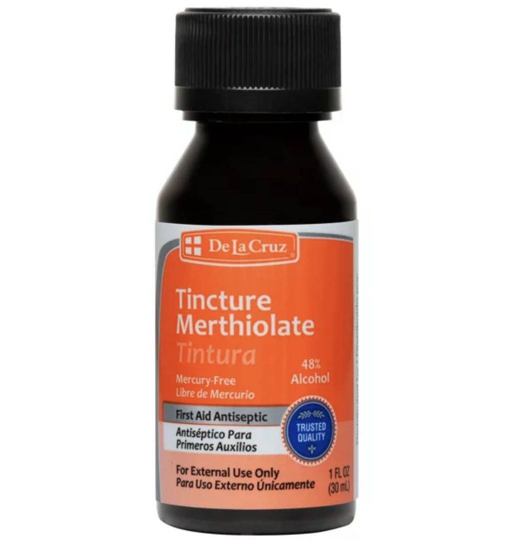 De La Cruz Tincture Merthiolate First Aid Antiseptic Mercury Free 1 fl oz 