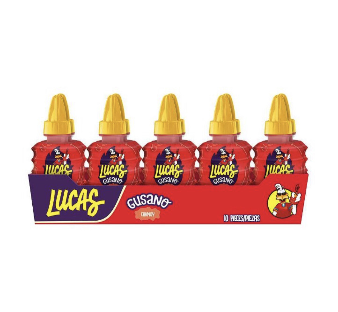 Lucas Gusano Chamoy 1.26 Oz 10 pieces/piezas