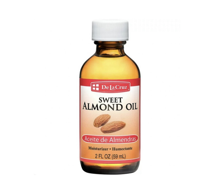 De La Cruz Sweet Almond Oil for Hair and Skin Body Moisturizer for Dry Skin 2 FL Oz 59ml 