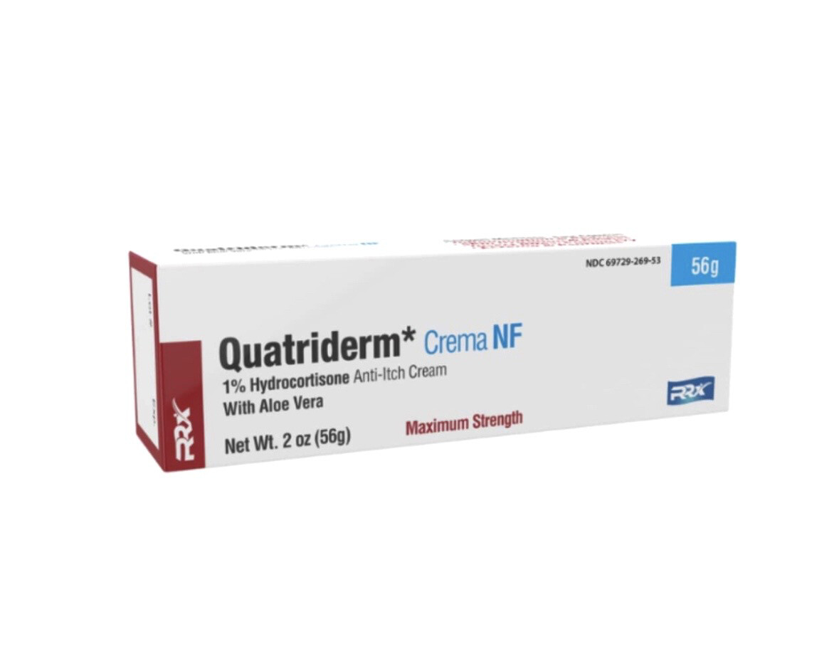 Quatriderm Crema NF 1% Hydrocortisone Anti-Itch Cream With Aloe Vera 2 oz (56g)