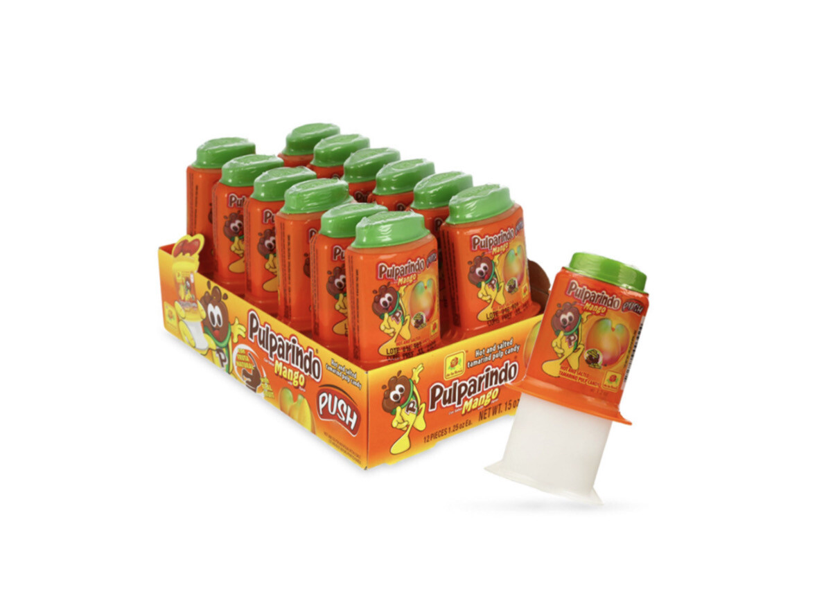 De La Rosa Pulparindo Push Mango 12 Pieces 1.25 Oz Ea Net Wt 15 Oz 