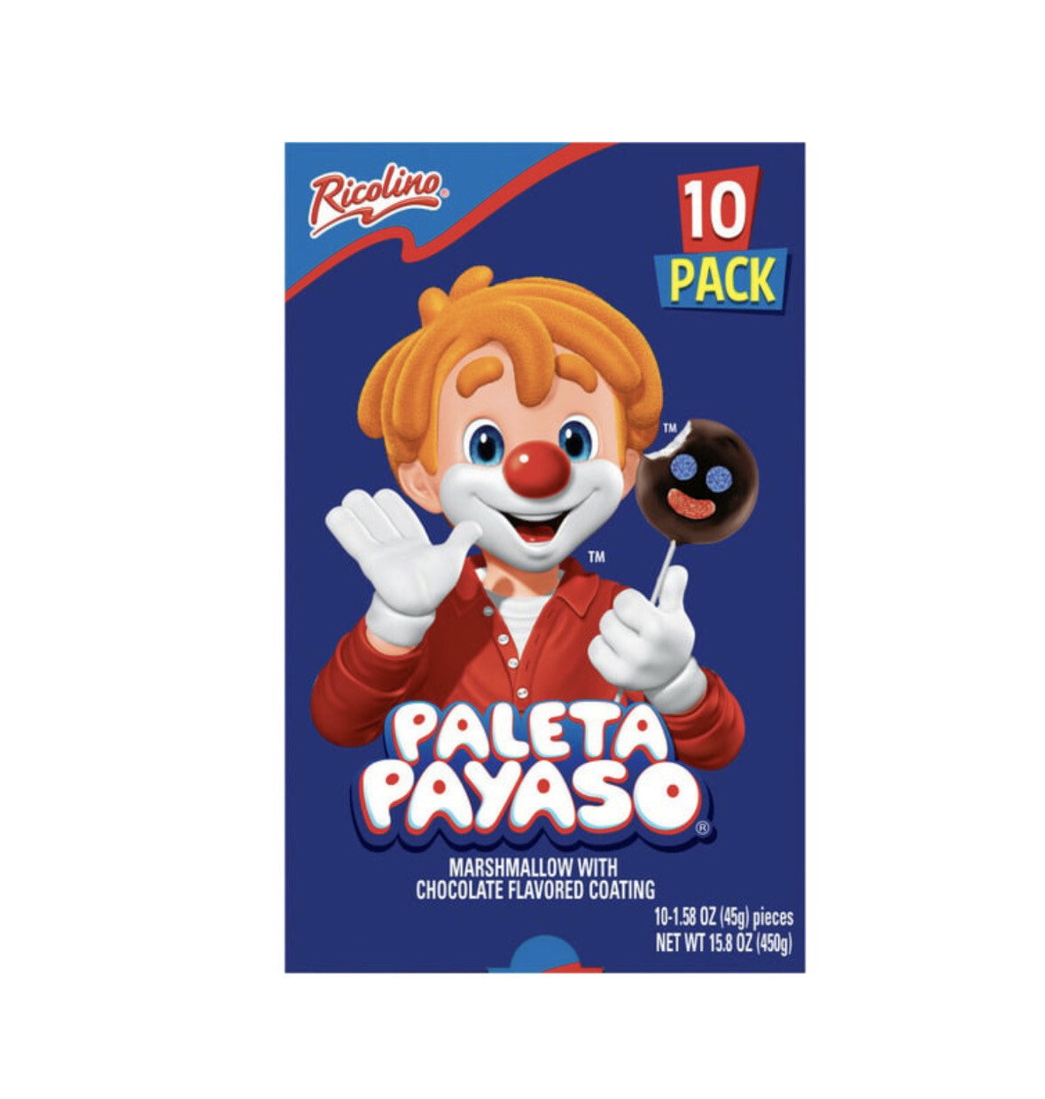 Ricolino Paleta Payaso 10 Pack / 10-1.58 Oz (45g)