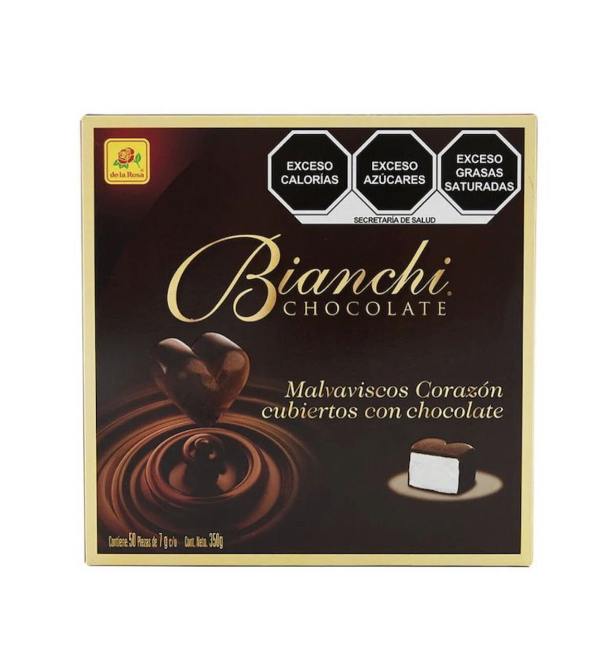 De La Rosa Bianchi Chocolate Covered Marshmallows Hearts 50 CT 