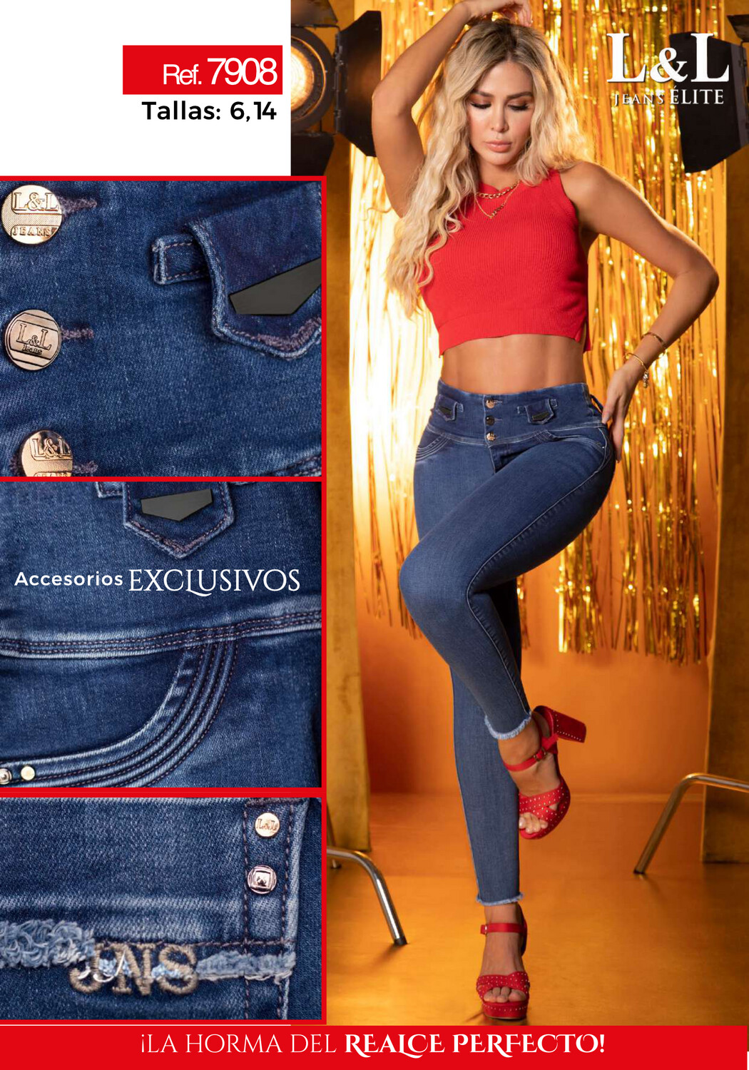 Butt Lifting Colombian Jeans- Jeans Levanta Cola - L&amp;L ELITE REF 7908