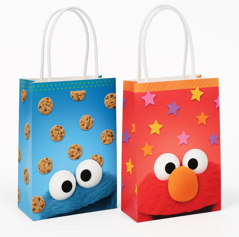 Sesame Street Elmo &amp; Cookie Monster Create Your Own Kraft Gift Bags - 8 Pack