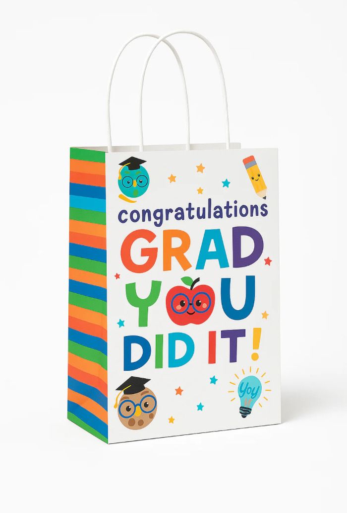 Congrats Grad Fun Kraft Gift Bag 8 Pack