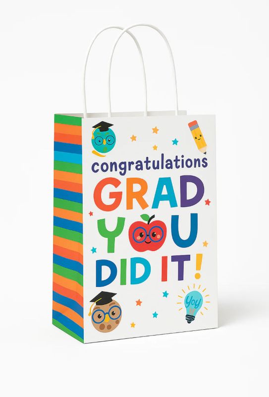 Congrats Grad Fun Kraft Gift Bag 8 Pack